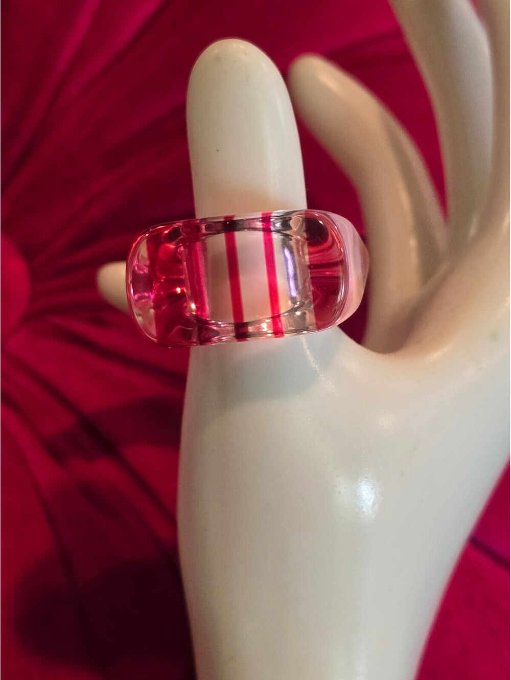 NOS Y2K Pink Color Ring - Acrylic / Lucite Chunky Pink Ring Size 7 VTG